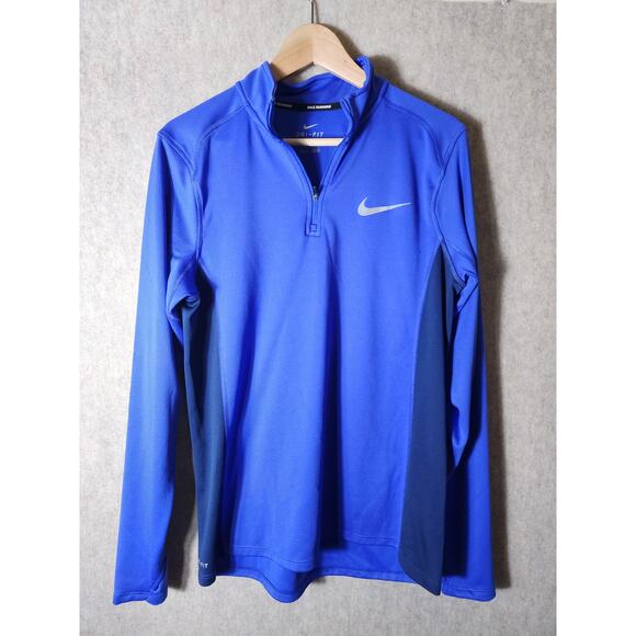 NIKE Running Blue 1/4 Zip Active Workout Outdoor Dri-Fit Light Pullover SZ M - Picture 1 of 8